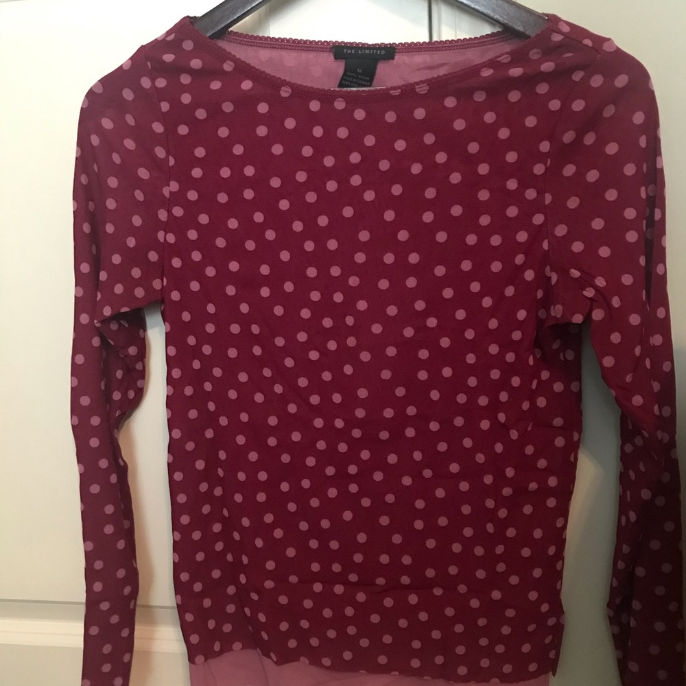 Multi-Pink Polka Dot Gauzy Long-Sleeved Top